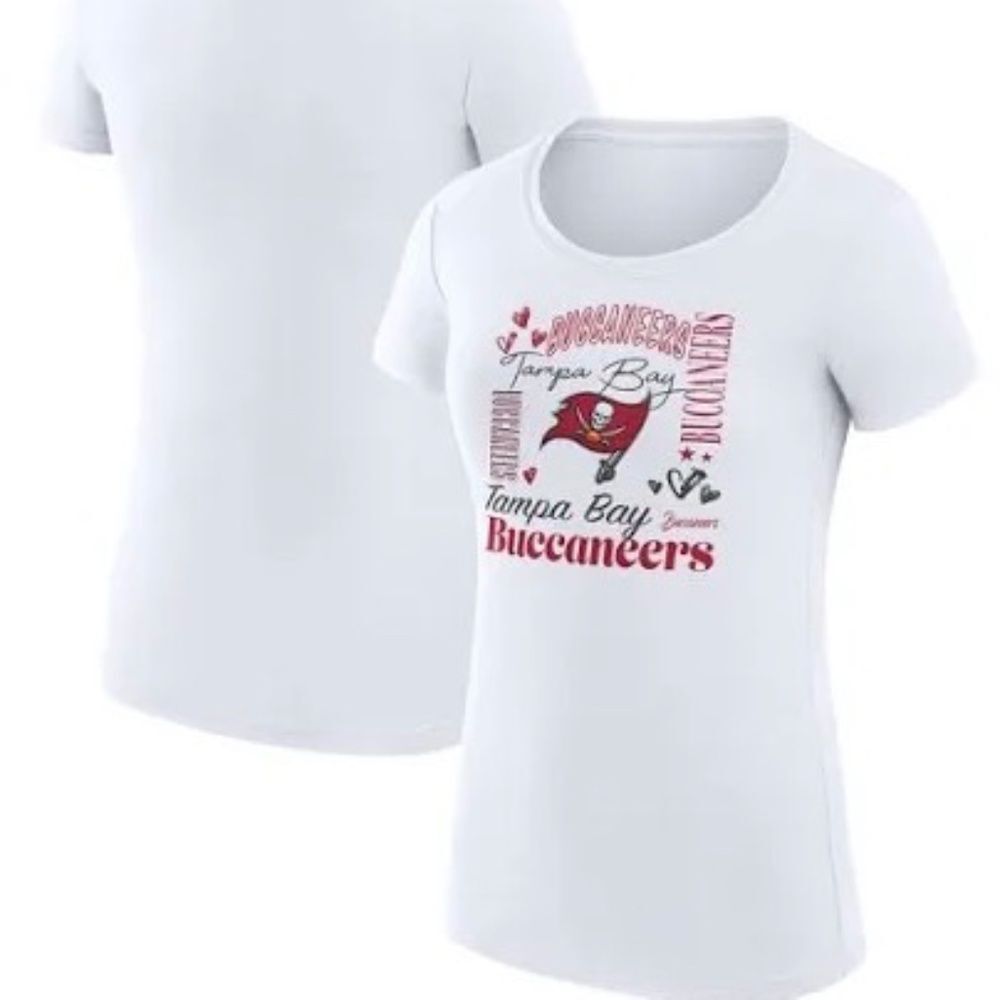 NWT Ladies Tampa Bay Buccaneers NFL White T-Shirt Size M